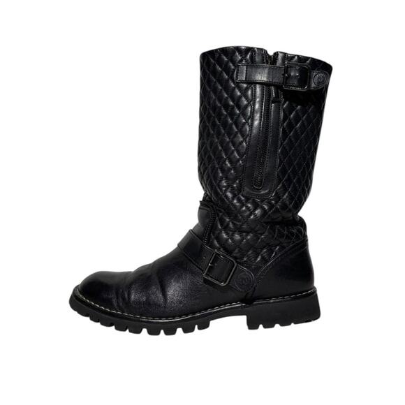 Quilted leather biker boots - Picture 1 of 14